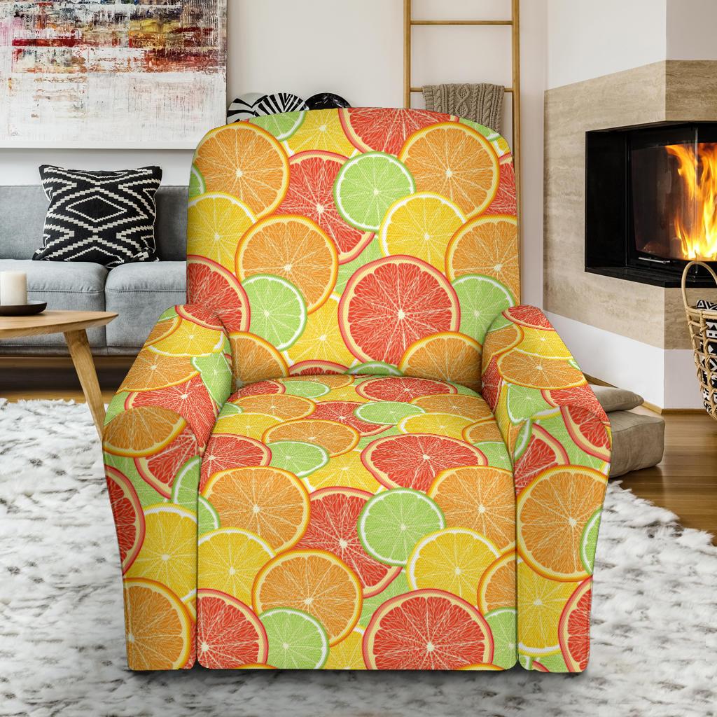 Grapefruit Pattern Print Design GF01 Recliner Slipcover-JORJUNE.COM
