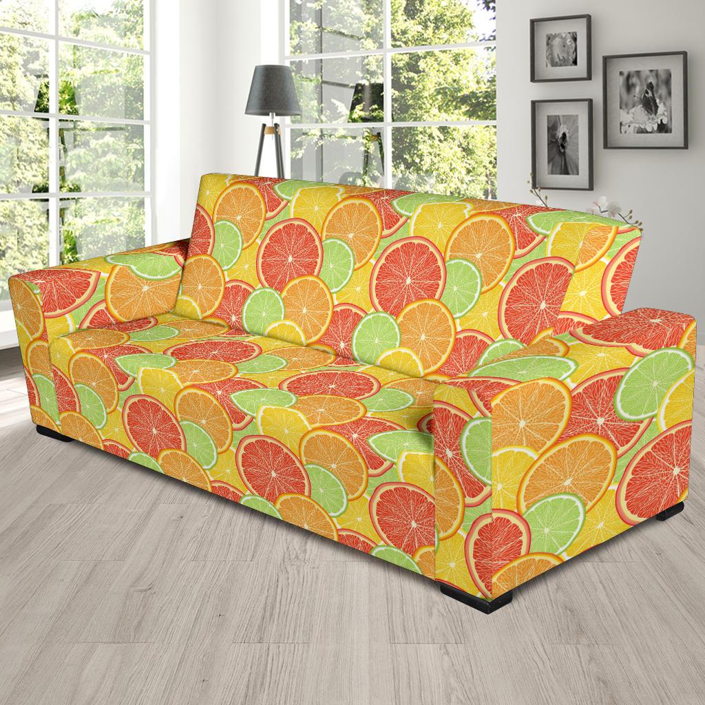 Grapefruit Pattern Print Design GF01 Sofa Slipcover-JORJUNE.COM