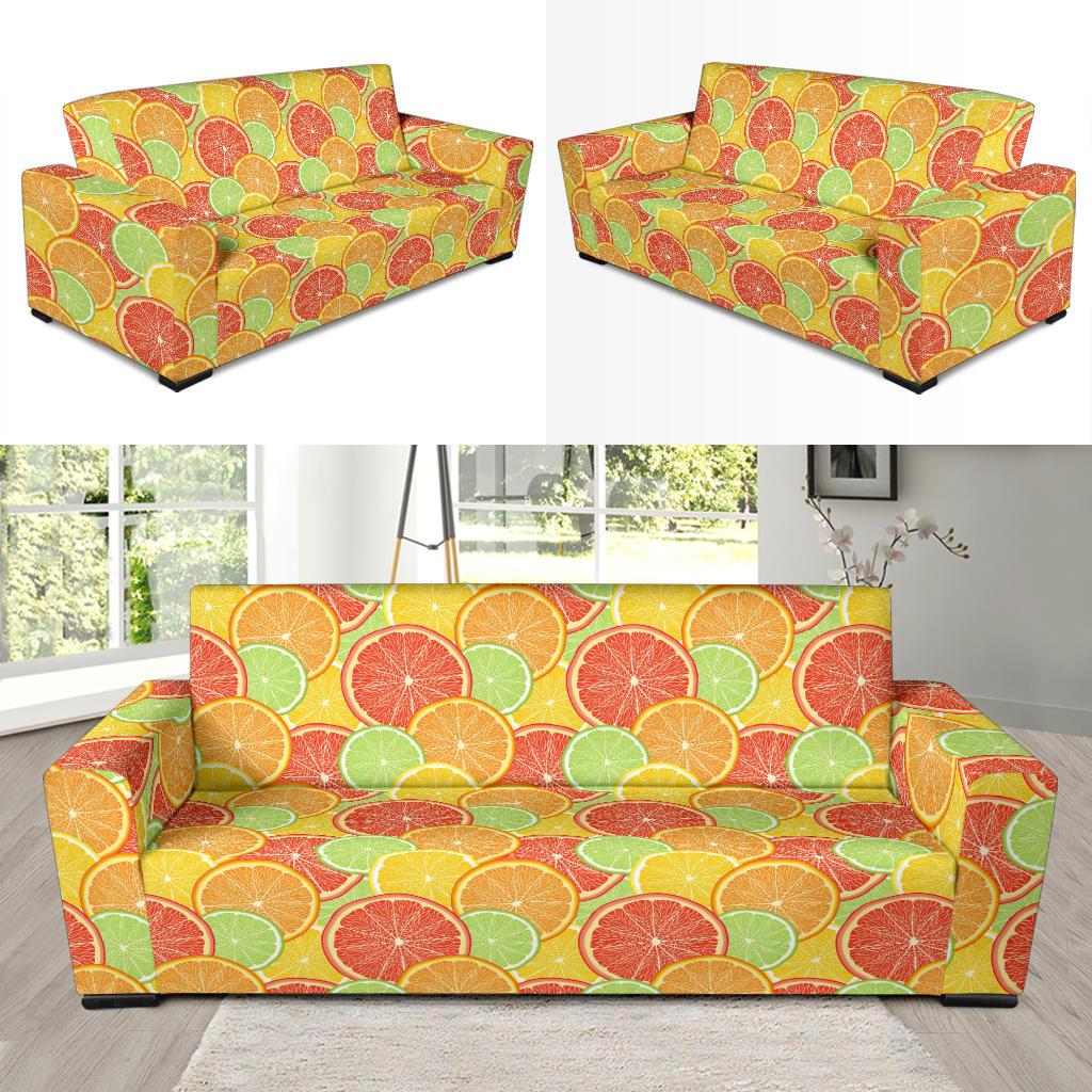 Grapefruit Pattern Print Design GF01 Sofa Slipcover-JORJUNE.COM