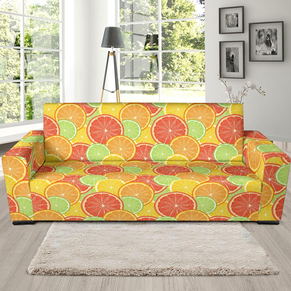 Grapefruit Pattern Print Design GF01 Sofa Slipcover-JORJUNE.COM