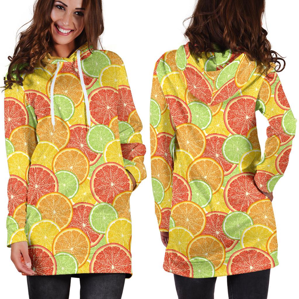 Grapefruit Pattern Print Design GF01 Women Hoodie Dress