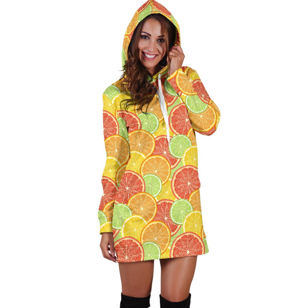Grapefruit Pattern Print Design GF01 Women Hoodie Dress