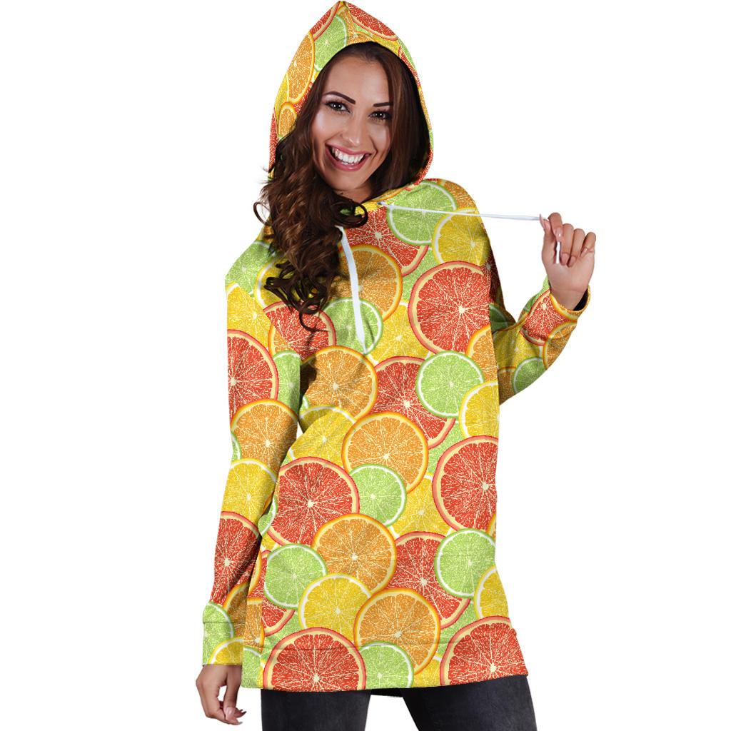 Grapefruit Pattern Print Design GF01 Women Hoodie Dress
