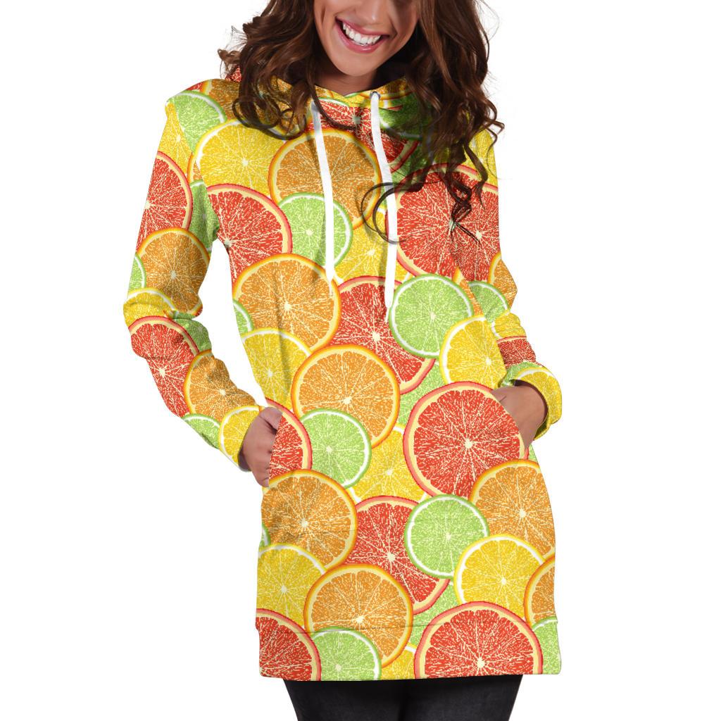 Grapefruit Pattern Print Design GF01 Women Hoodie Dress