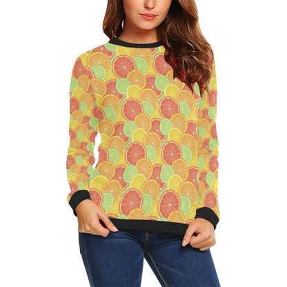 Grapefruit Pattern Print Design GF01 Women Long Sleeve Sweatshirt-JorJune