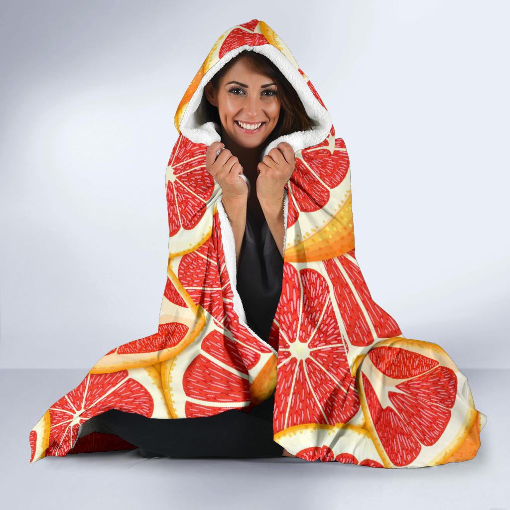 Grapefruit Pattern Print Design GF02 Hooded Blanket-JORJUNE.COM