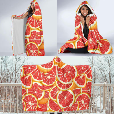 Grapefruit Pattern Print Design GF02 Hooded Blanket-JORJUNE.COM