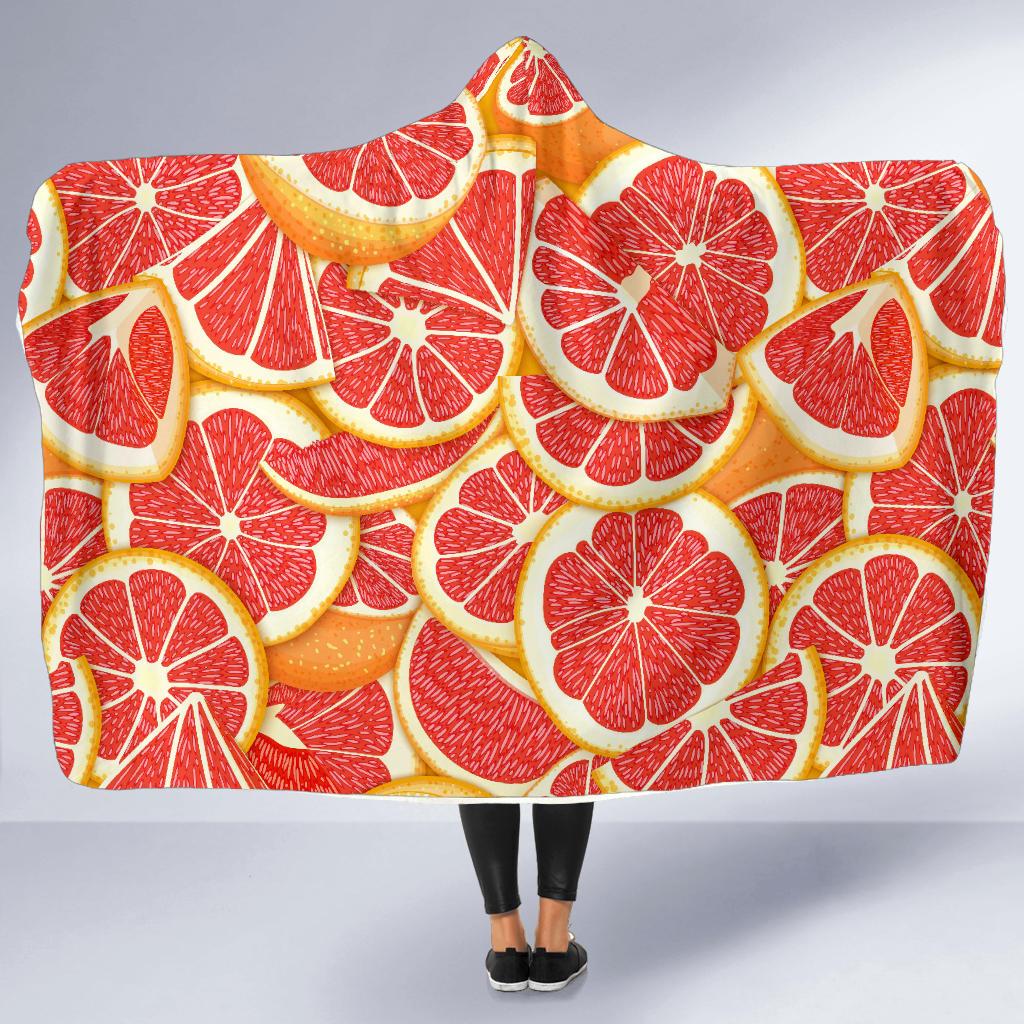 Grapefruit Pattern Print Design GF02 Hooded Blanket-JORJUNE.COM