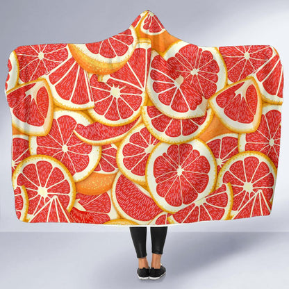 Grapefruit Pattern Print Design GF02 Hooded Blanket-JORJUNE.COM