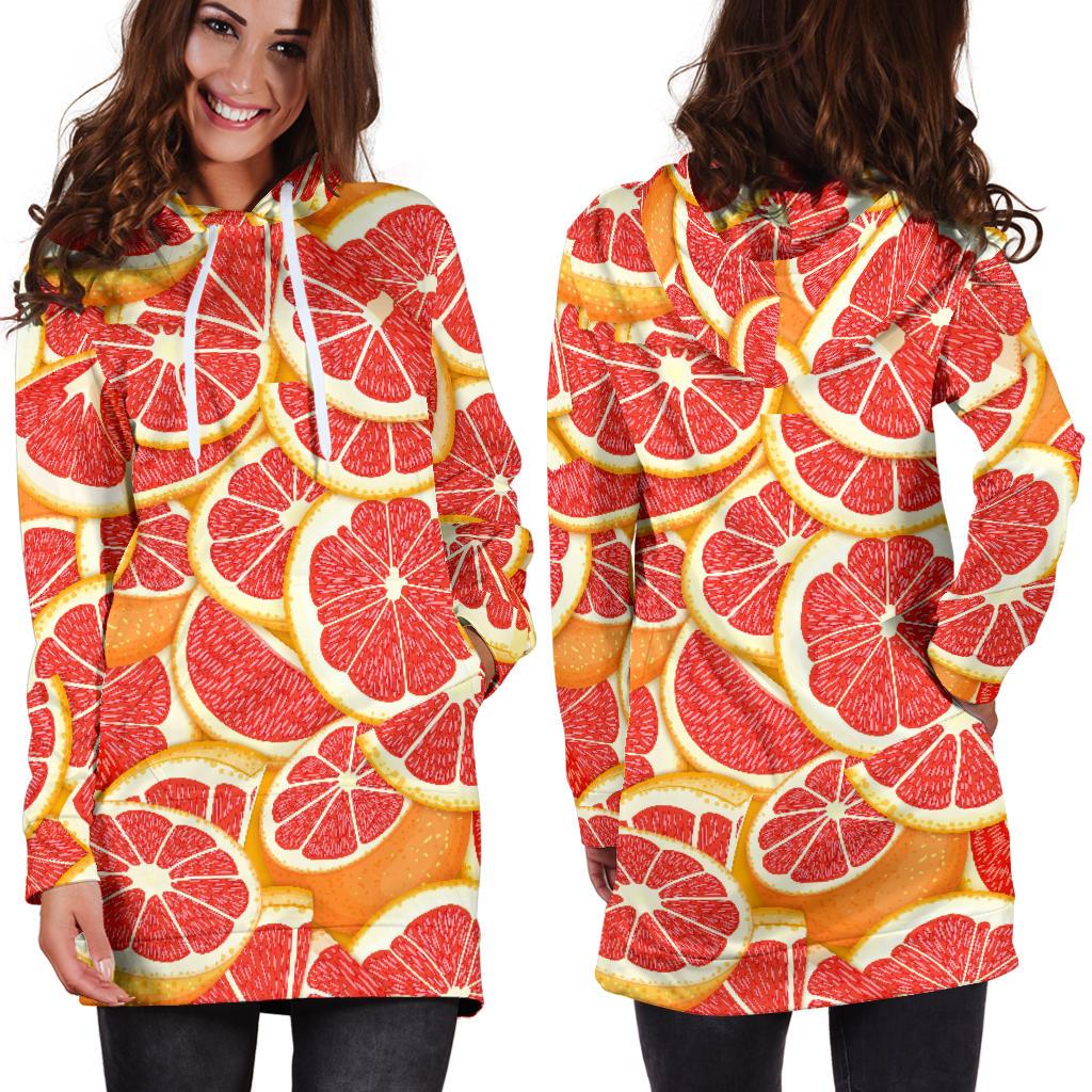 Grapefruit Pattern Print Design GF02 Women Hoodie Dress