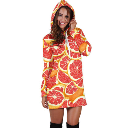 Grapefruit Pattern Print Design GF02 Women Hoodie Dress