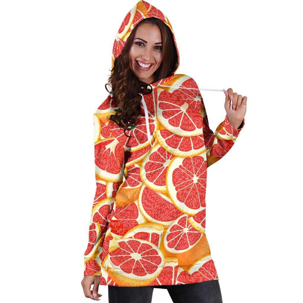 Grapefruit Pattern Print Design GF02 Women Hoodie Dress