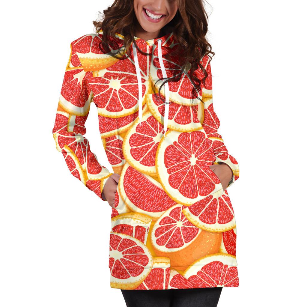 Grapefruit Pattern Print Design GF02 Women Hoodie Dress