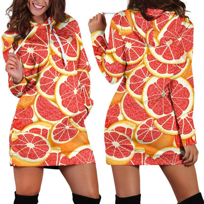 Grapefruit Pattern Print Design GF02 Women Hoodie Dress