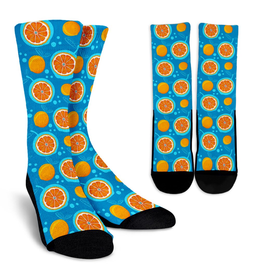 Grapefruit Pattern Print Design GF03 Crew Socks-JORJUNE.COM