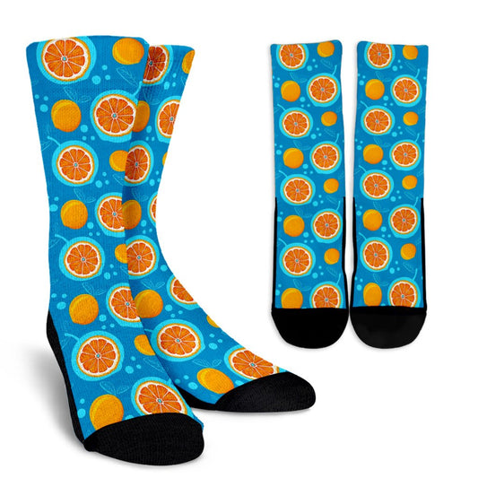 Grapefruit Pattern Print Design GF03 Crew Socks-JORJUNE.COM