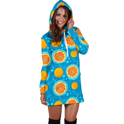 Grapefruit Pattern Print Design GF03 Women Hoodie Dress
