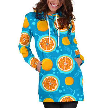 Grapefruit Pattern Print Design GF03 Women Hoodie Dress