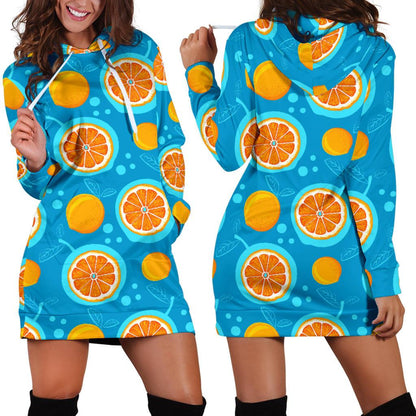 Grapefruit Pattern Print Design GF03 Women Hoodie Dress