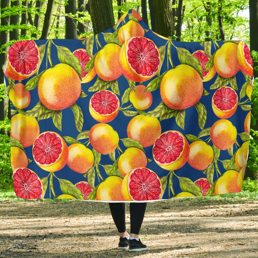 Grapefruit Pattern Print Design GF04 Hooded Blanket-JORJUNE.COM