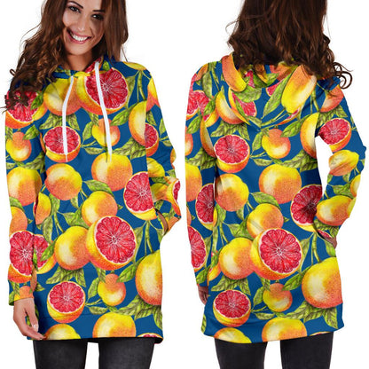 Grapefruit Pattern Print Design GF04 Women Hoodie Dress