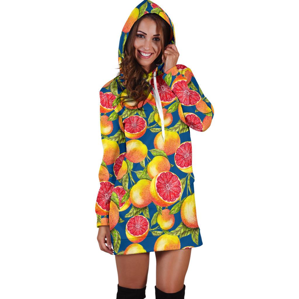 Grapefruit Pattern Print Design GF04 Women Hoodie Dress