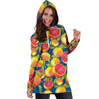 Grapefruit Pattern Print Design GF04 Women Hoodie Dress