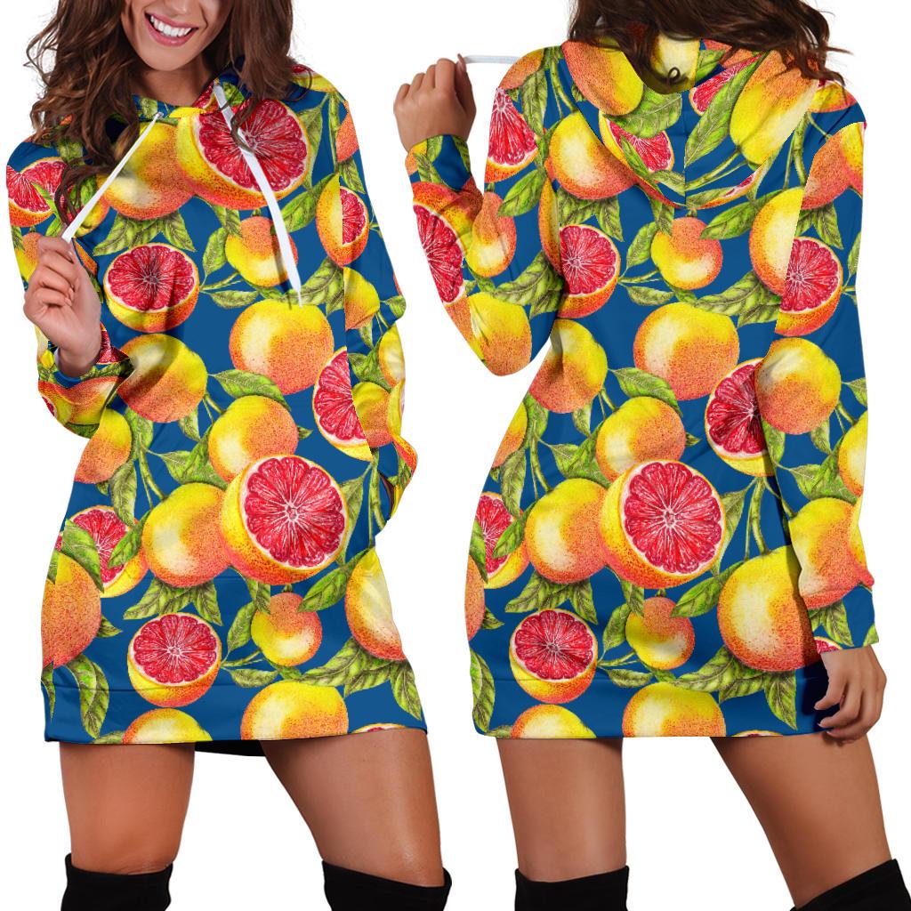 Grapefruit Pattern Print Design GF04 Women Hoodie Dress