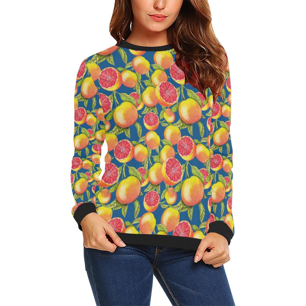 Grapefruit Pattern Print Design GF04 Women Long Sleeve Sweatshirt-JorJune