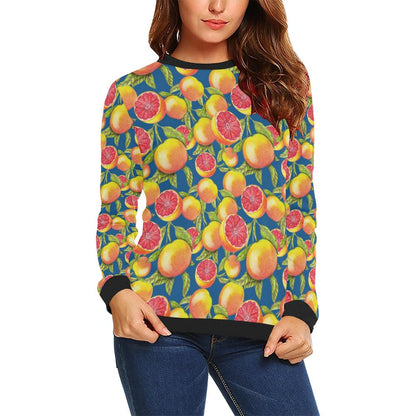 Grapefruit Pattern Print Design GF04 Women Long Sleeve Sweatshirt-JorJune