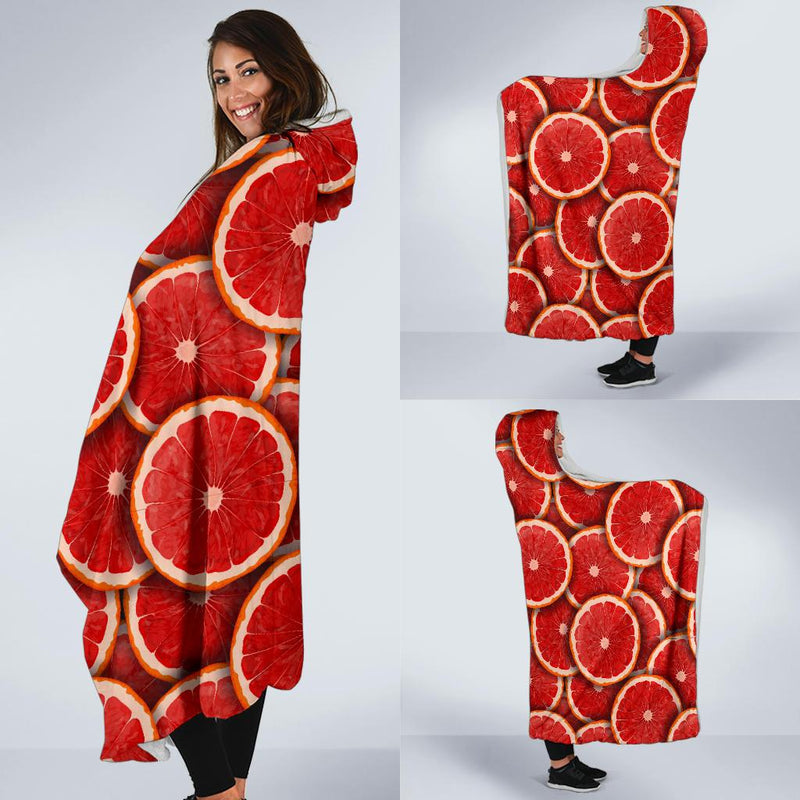 Grapefruit Pattern Print Design GF05 Hooded Blanket-JORJUNE.COM