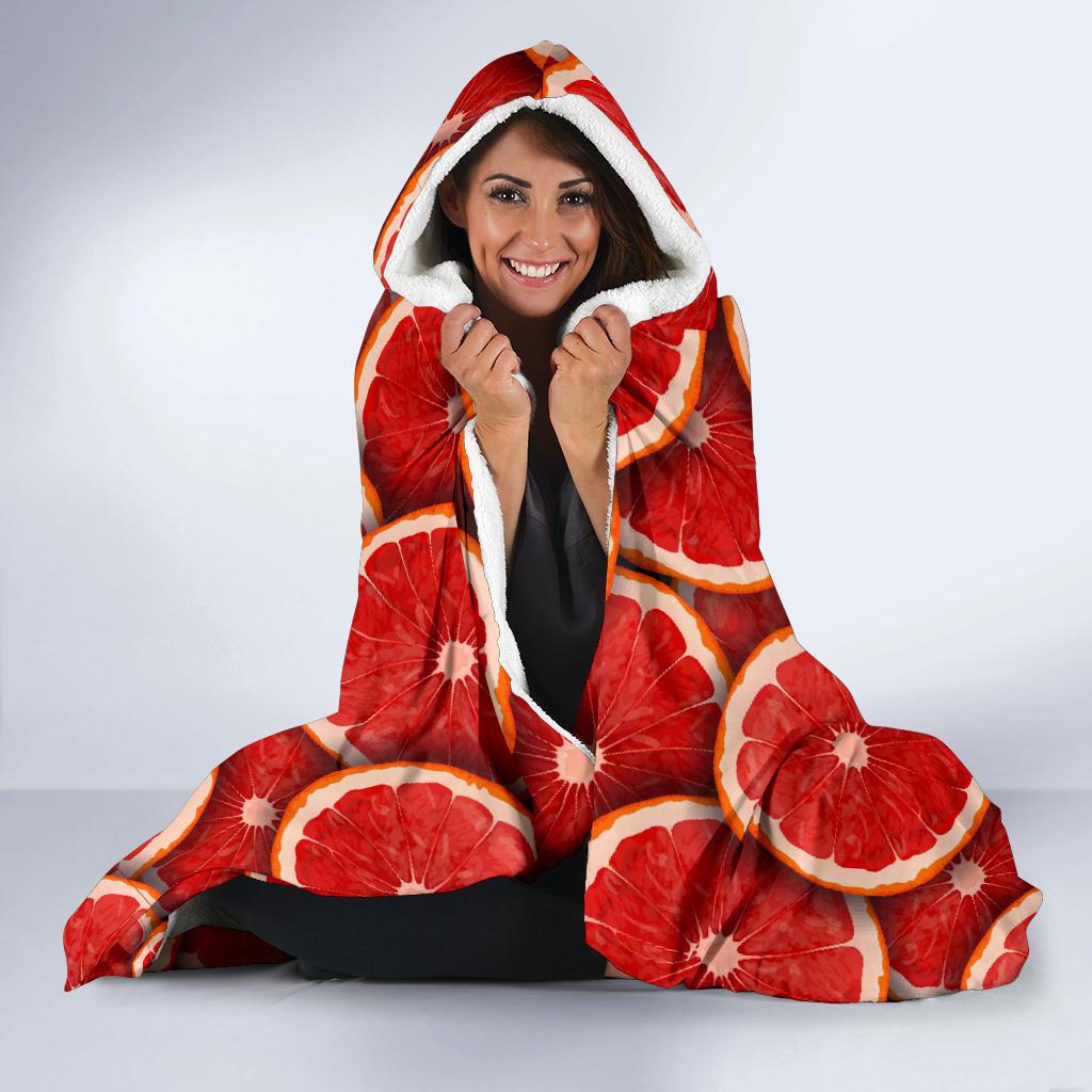 Grapefruit Pattern Print Design GF05 Hooded Blanket-JORJUNE.COM