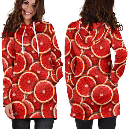 Grapefruit Pattern Print Design GF05 Women Hoodie Dress