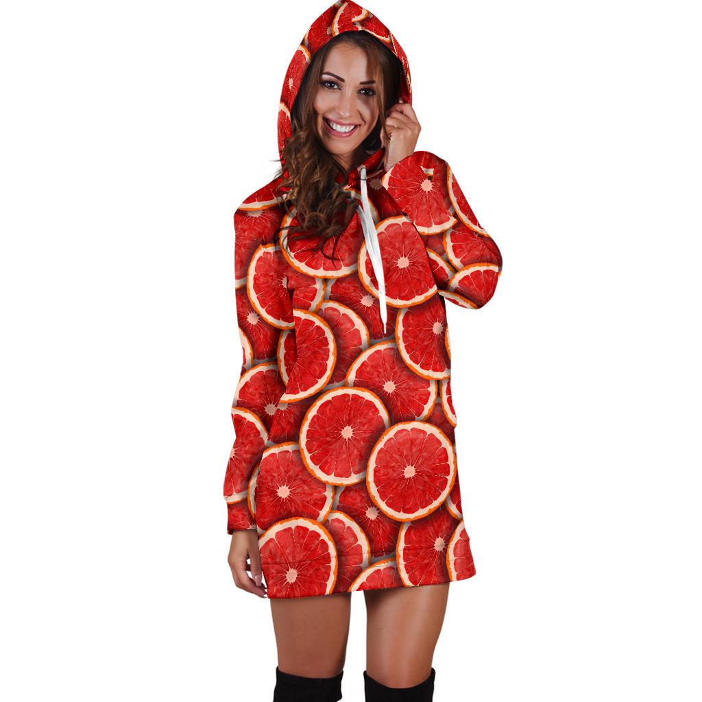 Grapefruit Pattern Print Design GF05 Women Hoodie Dress