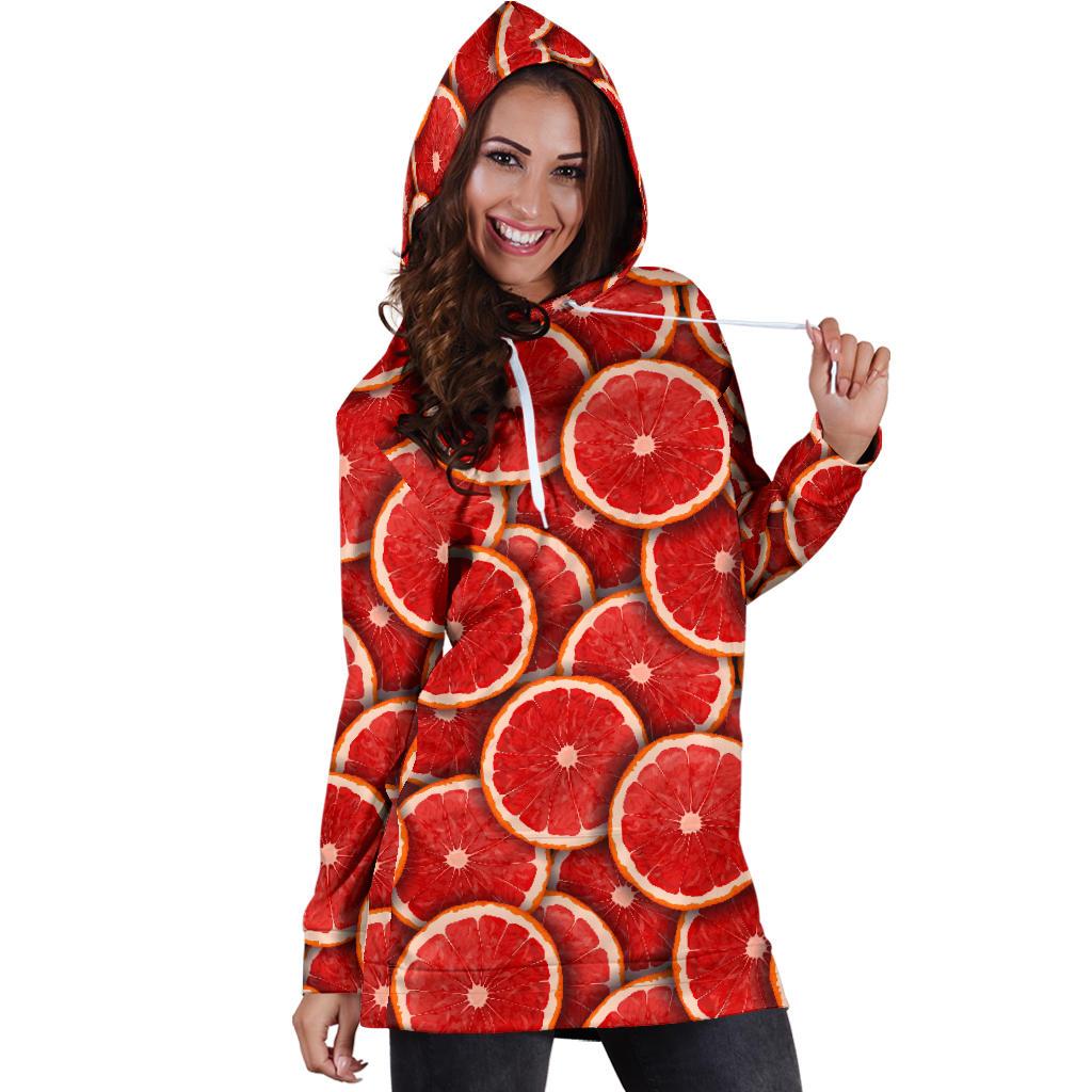 Grapefruit Pattern Print Design GF05 Women Hoodie Dress