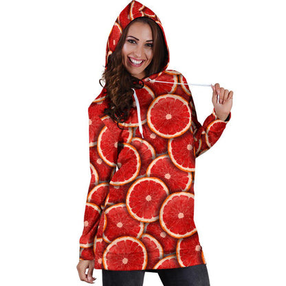 Grapefruit Pattern Print Design GF05 Women Hoodie Dress