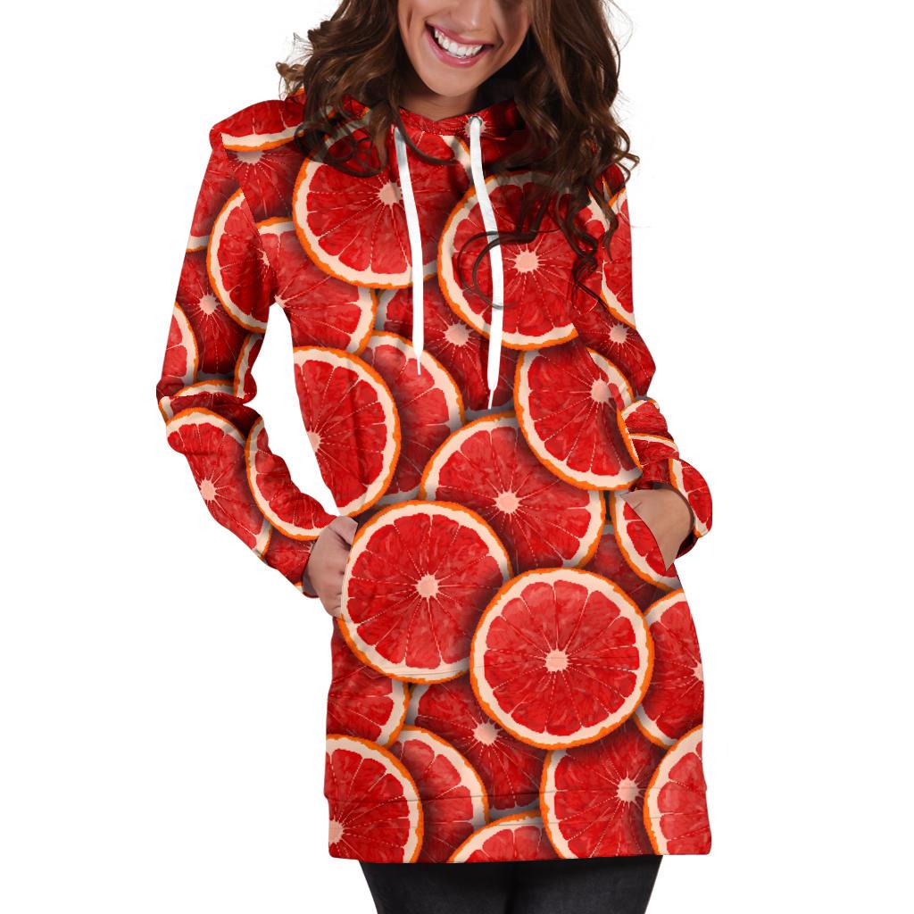 Grapefruit Pattern Print Design GF05 Women Hoodie Dress