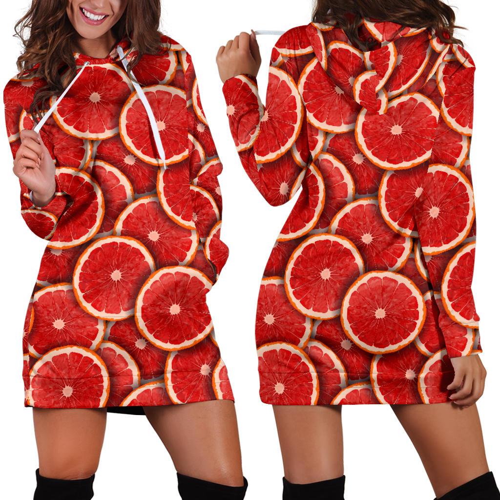 Grapefruit Pattern Print Design GF05 Women Hoodie Dress