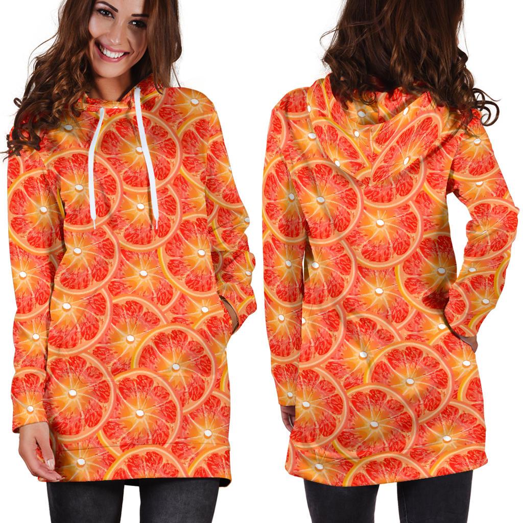 Grapefruit Pattern Print Design GF06 Women Hoodie Dress