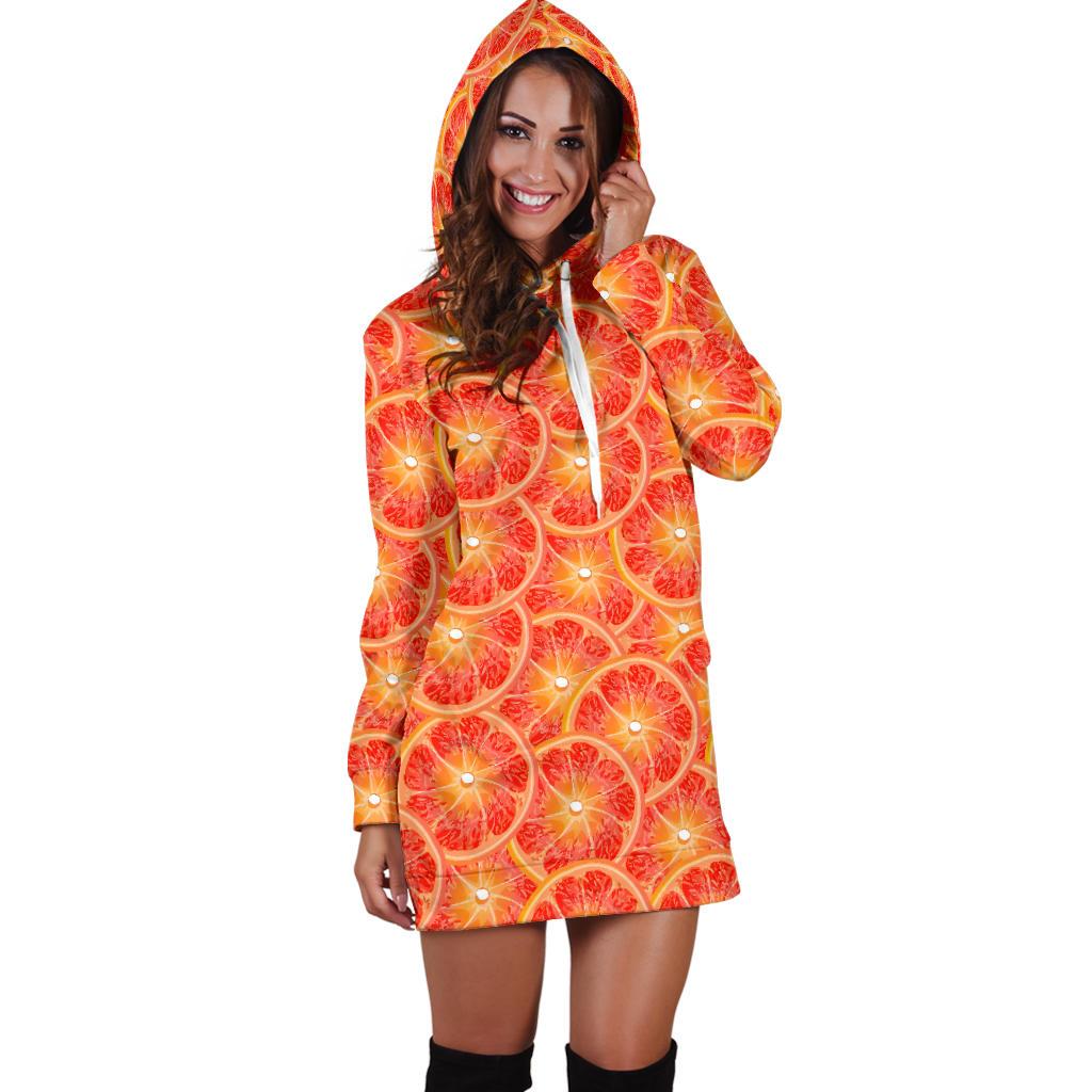 Grapefruit Pattern Print Design GF06 Women Hoodie Dress