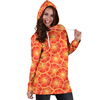 Grapefruit Pattern Print Design GF06 Women Hoodie Dress