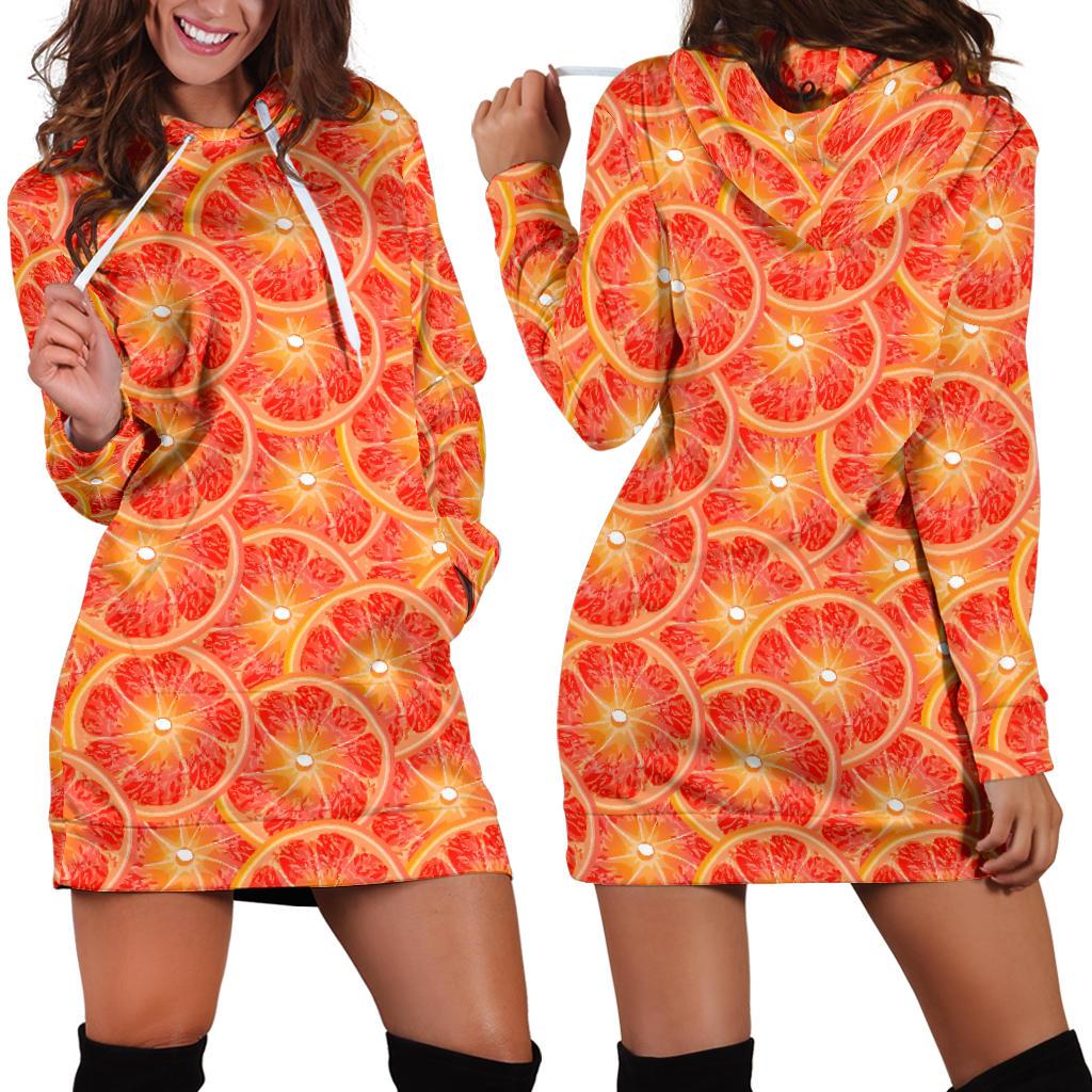 Grapefruit Pattern Print Design GF06 Women Hoodie Dress