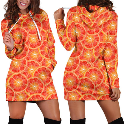 Grapefruit Pattern Print Design GF06 Women Hoodie Dress