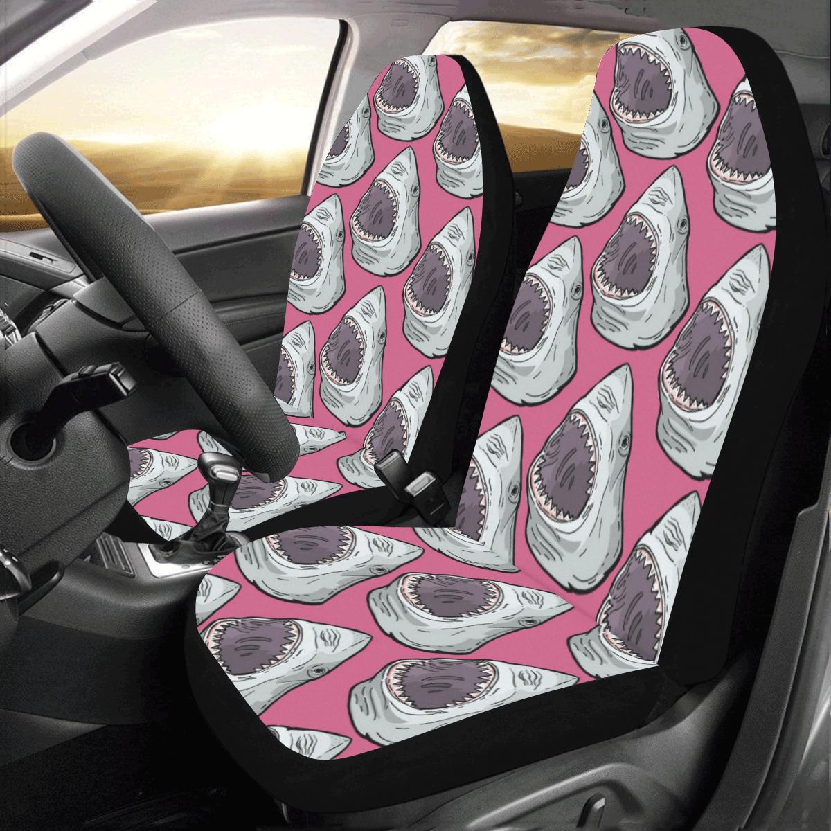 Great White Shark Pattern Print Design 01 Car Seat Covers (Set of 2)-JORJUNE.COM