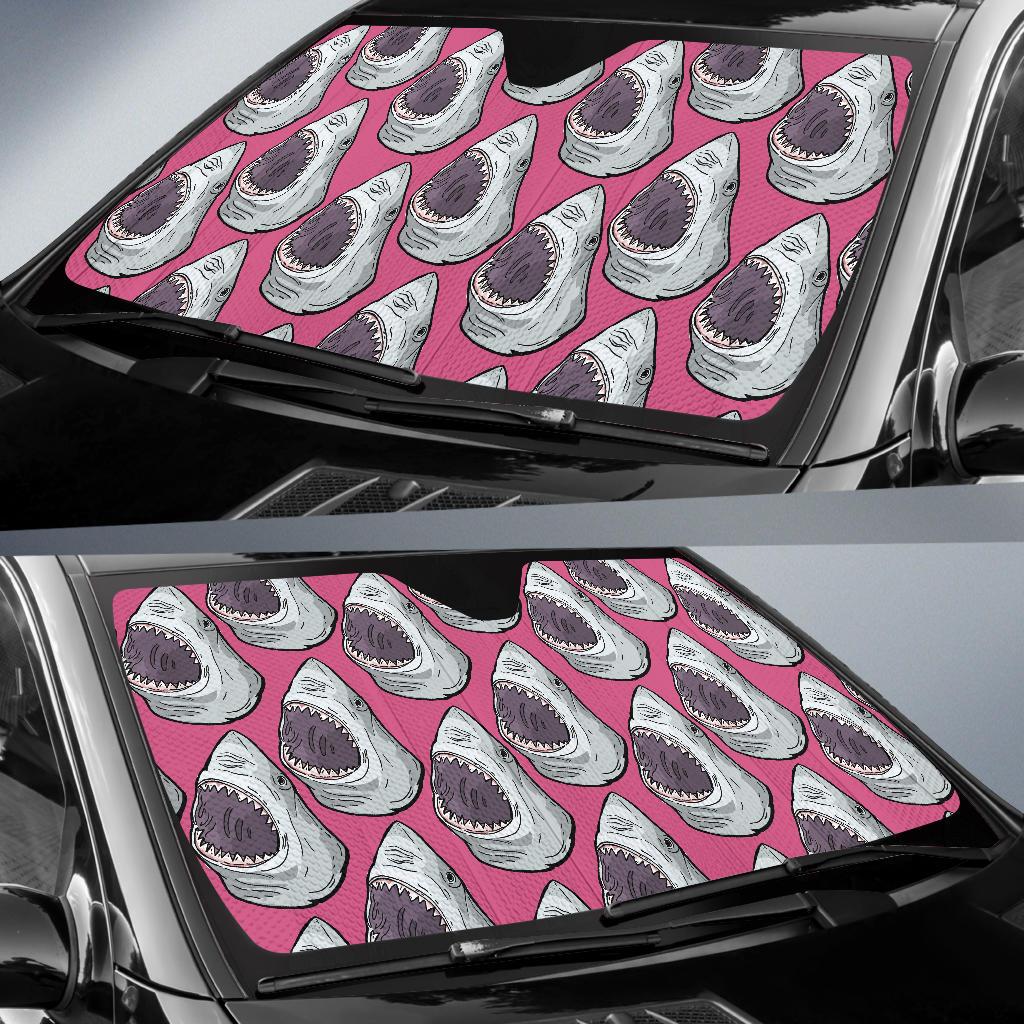Great White Shark Pattern Print Design 01 Car Sun Shade-JORJUNE.COM