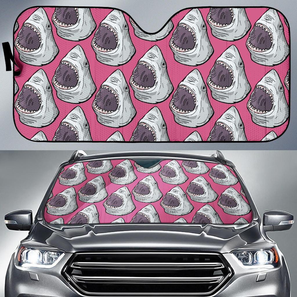 Great White Shark Pattern Print Design 01 Car Sun Shade-JORJUNE.COM