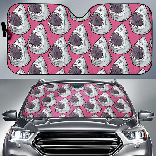 Great White Shark Pattern Print Design 01 Car Sun Shade-JORJUNE.COM