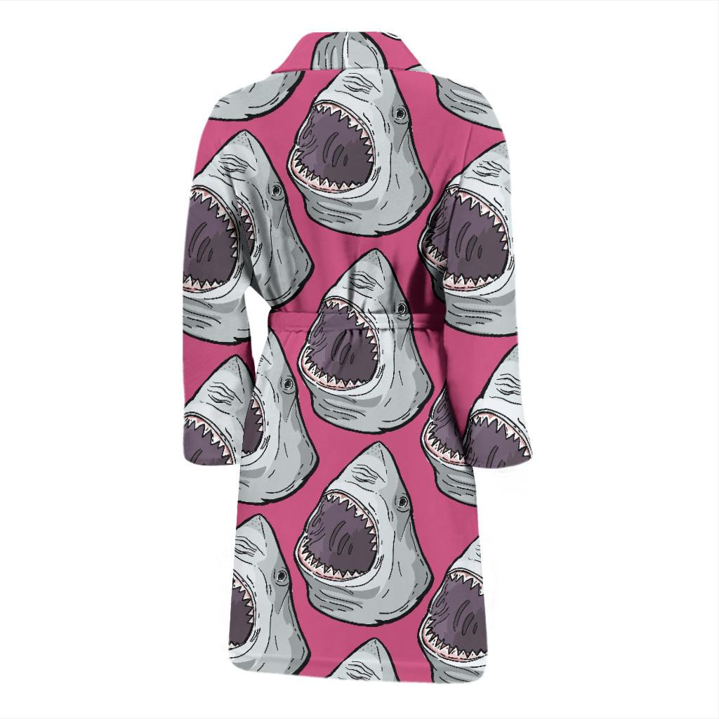 Great White Shark Pattern Print Design 01 Men Bathrobe-JORJUNE.COM