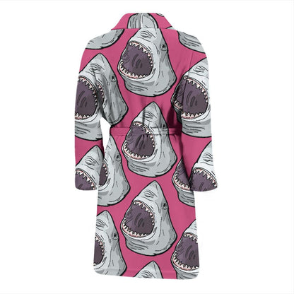 Great White Shark Pattern Print Design 01 Men Bathrobe-JORJUNE.COM
