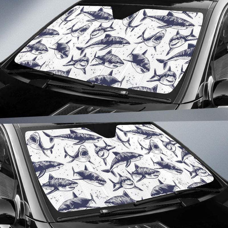 Great White Shark Pattern Print Design 02 Car Sun Shade-JORJUNE.COM